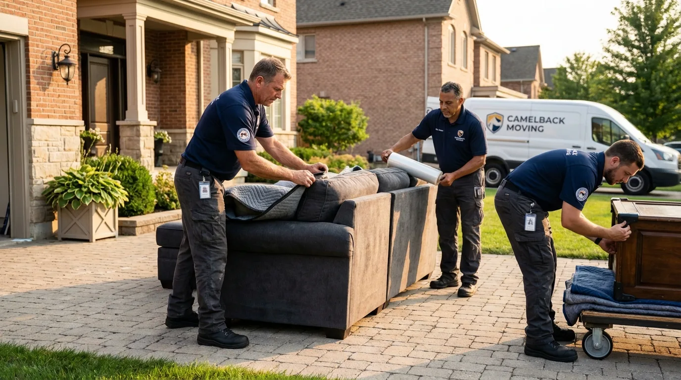 Large estate moving crew wrapping furniture in Monroe, LA